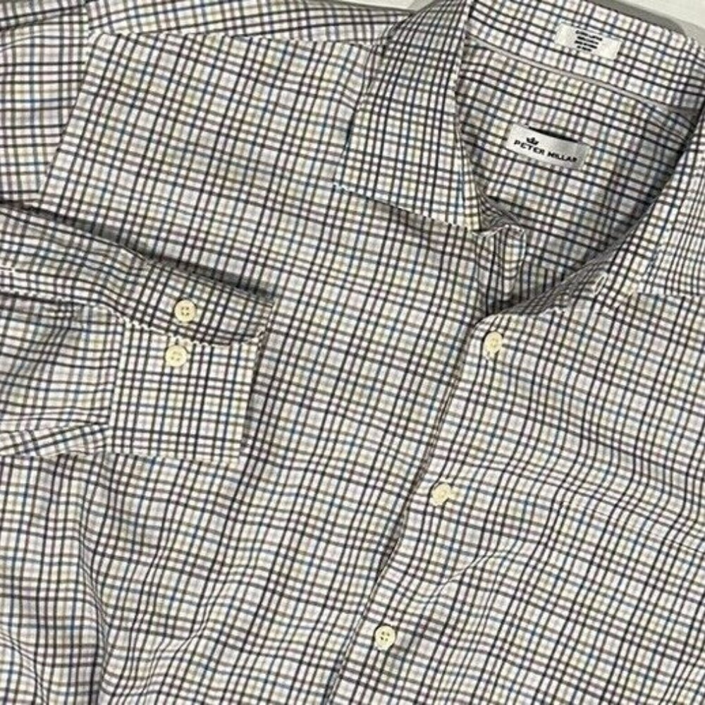 Peter Millar Men's XL Plaid Cotton Long Sleeve Button Front Dress Shirt - Picture 1 of 5